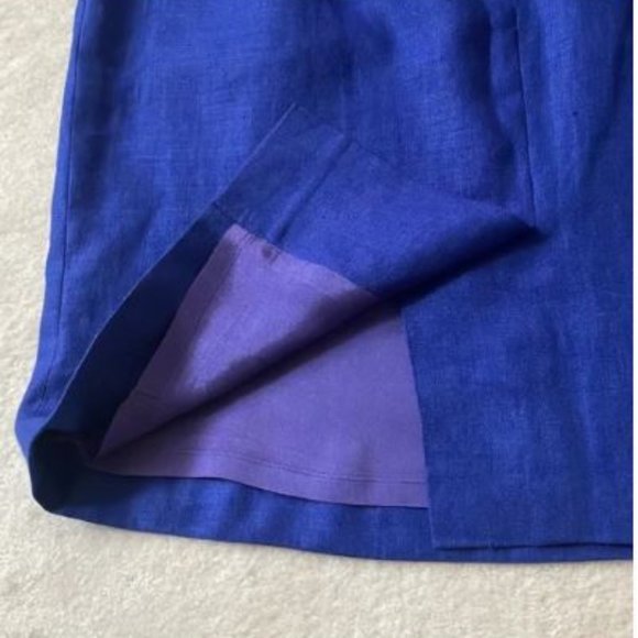 Vintage Cobalt Blue Linen Skirt - Picture 6 of 10